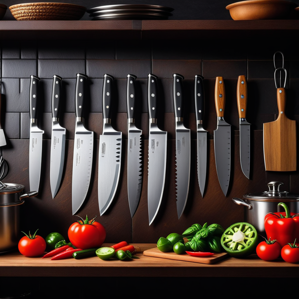 verschiedene Kochmesser in einer Küche